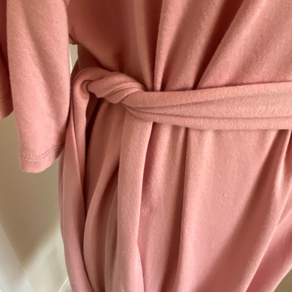 Pink Dusty Rose Soft Jersey Stretch Ruffled drop sleeve midi dress. Sz M - Picture 6 of 12